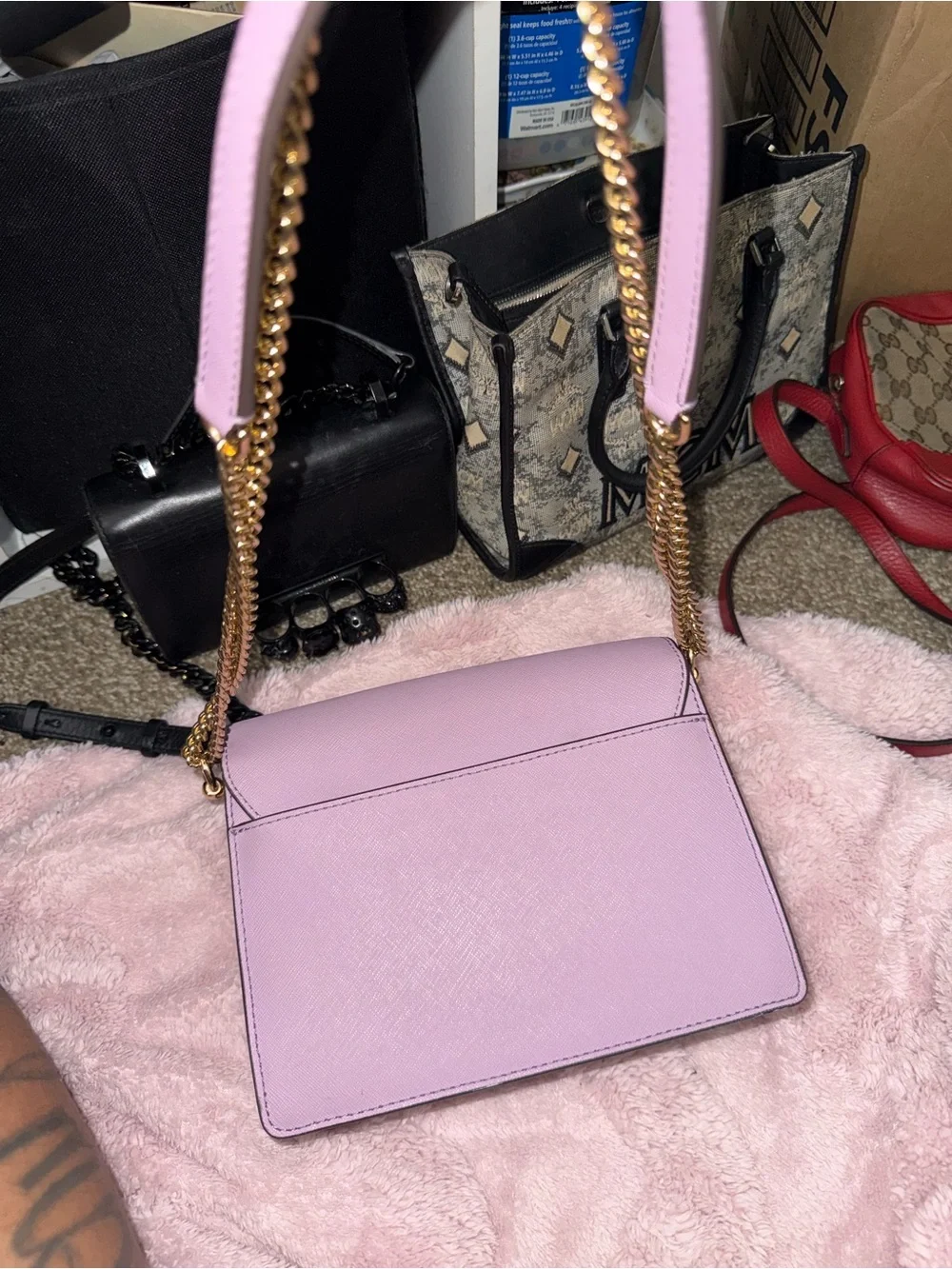 Tory Burch Lavender Saffiano Leather Chain Shoulder Bag